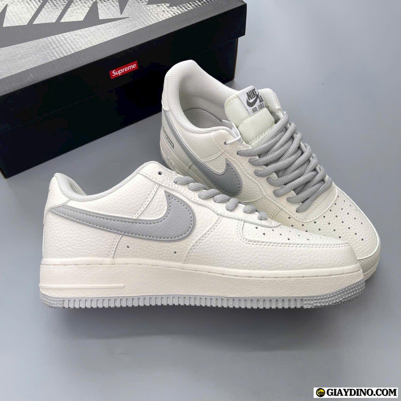 Giày Thể Thao Nam Nữ Nike Air Force 1 Supreme Trắng Xám Cao Cấp Giày Thể Thao Nam Nữ Nike Air Force 1 Supreme Trắng Xám Cao Cấp