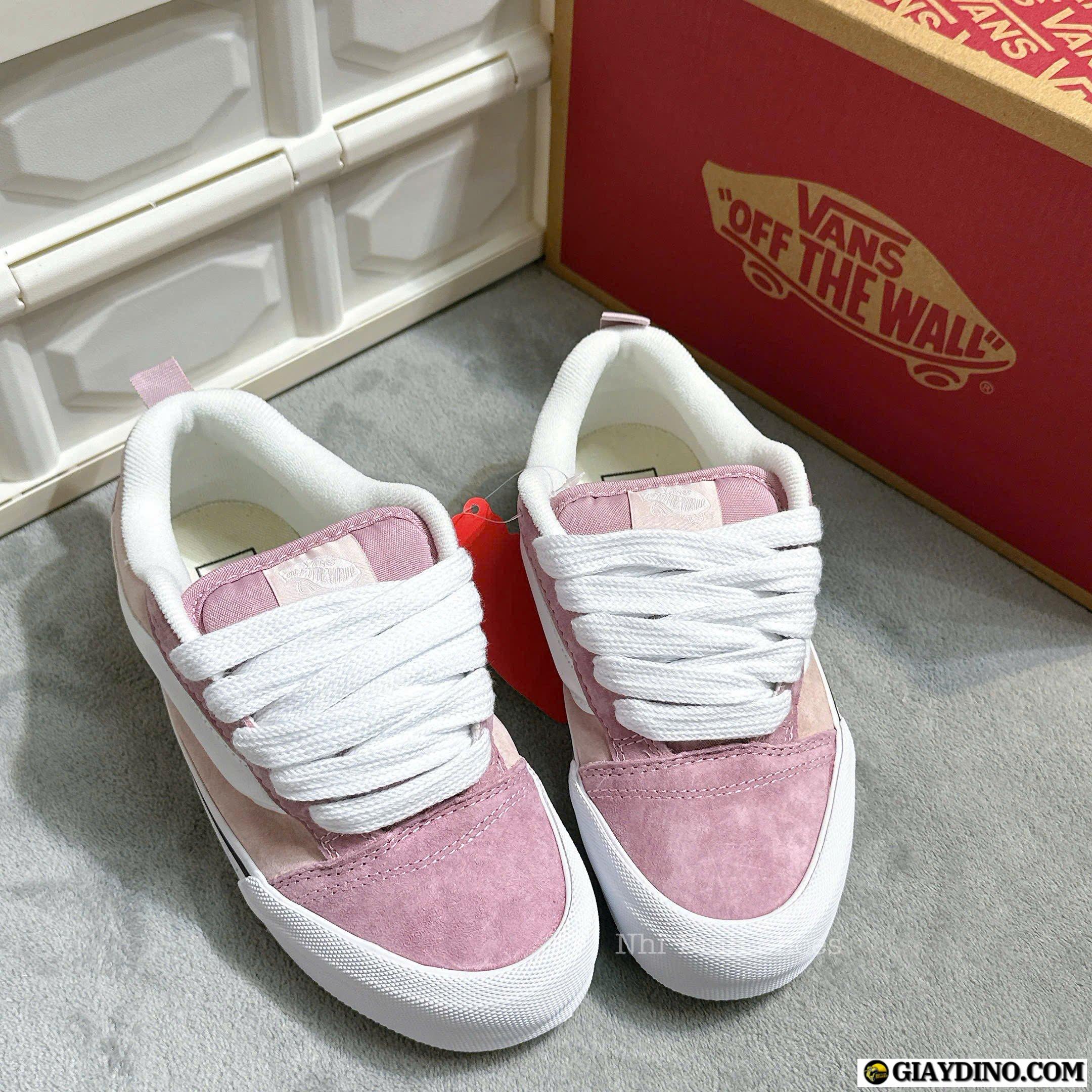 Giày Vans Knu Skool Pink White Da Lộn Giày Vans Knu Skool Pink White Da Lộn
